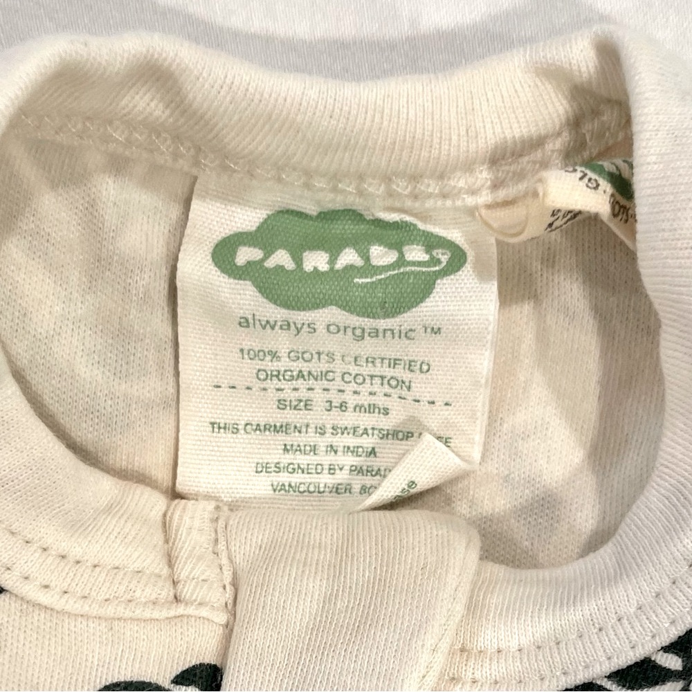 Parade Organics Romper Boys 3-6M Girls Tropical Palm Leaves Cotton Fall Spring - Picture 4 of 5